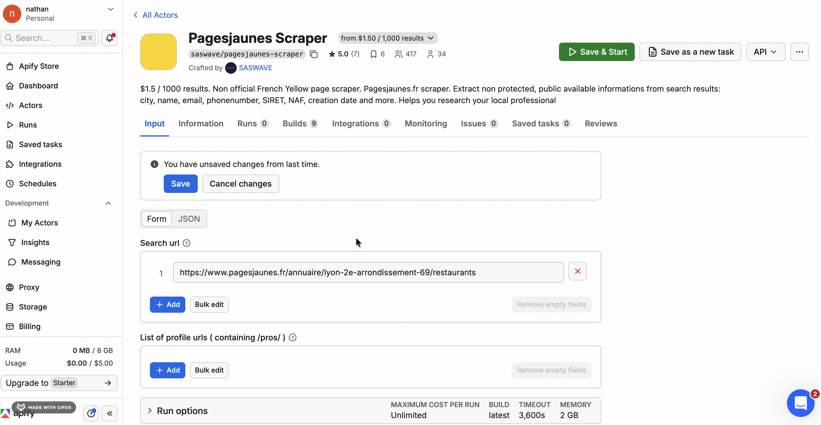 Apify scheduling tab gif