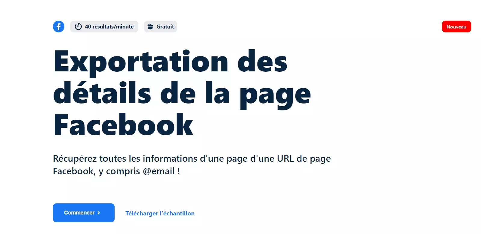 Exportation des détails de la page Facebook