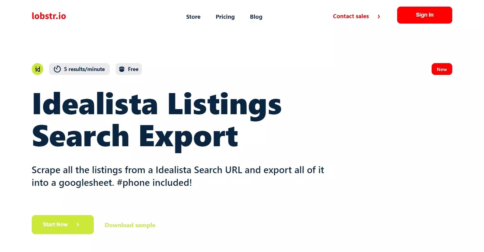 Idealista Scraper Landing Page