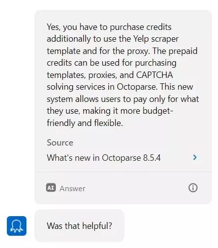 Coût supplémentaire d'Octoparse pour l'utilisation du scraper Yelp