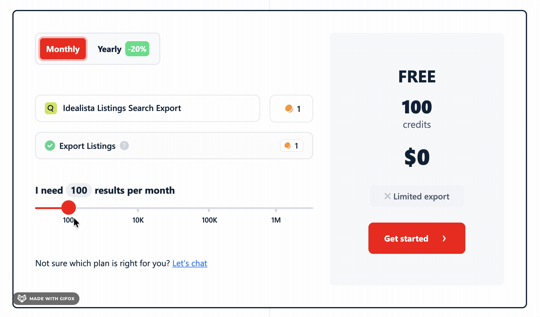 GIF comparing pricing plans across Idealista scrapers