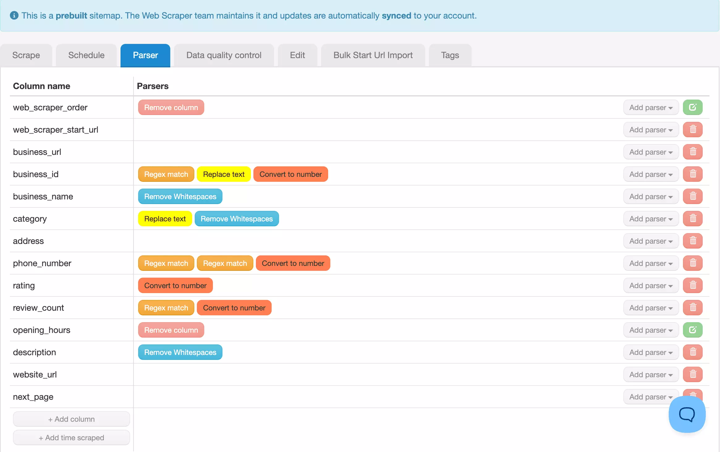 WebScraper.io Parser feature
