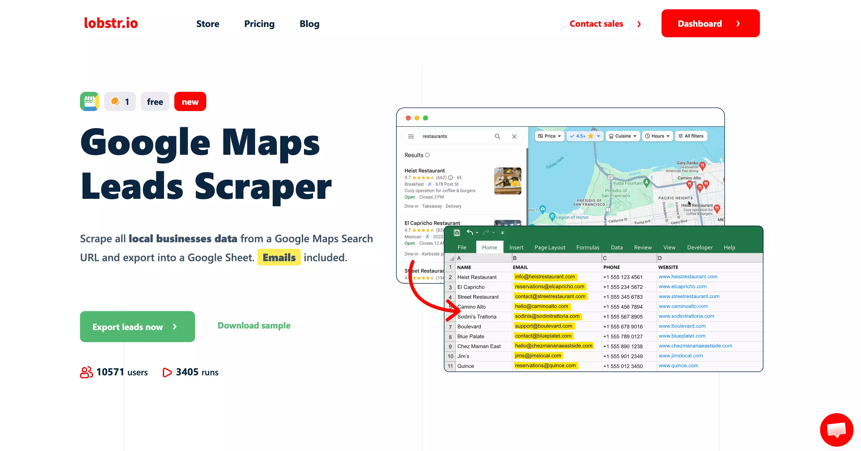 lobstr.io google maps leads scraping product page