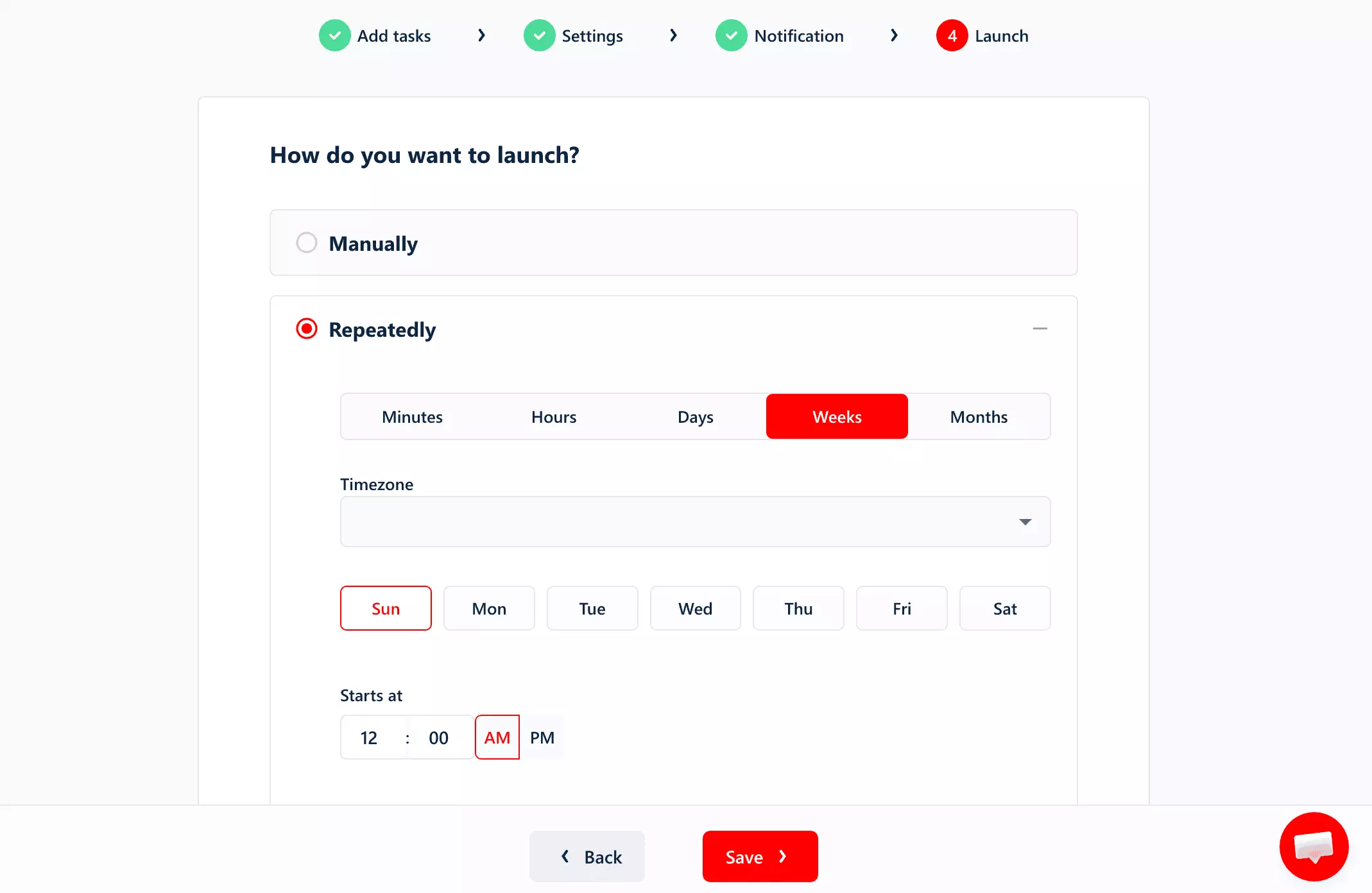 lobstr.io built-in scheduling interface