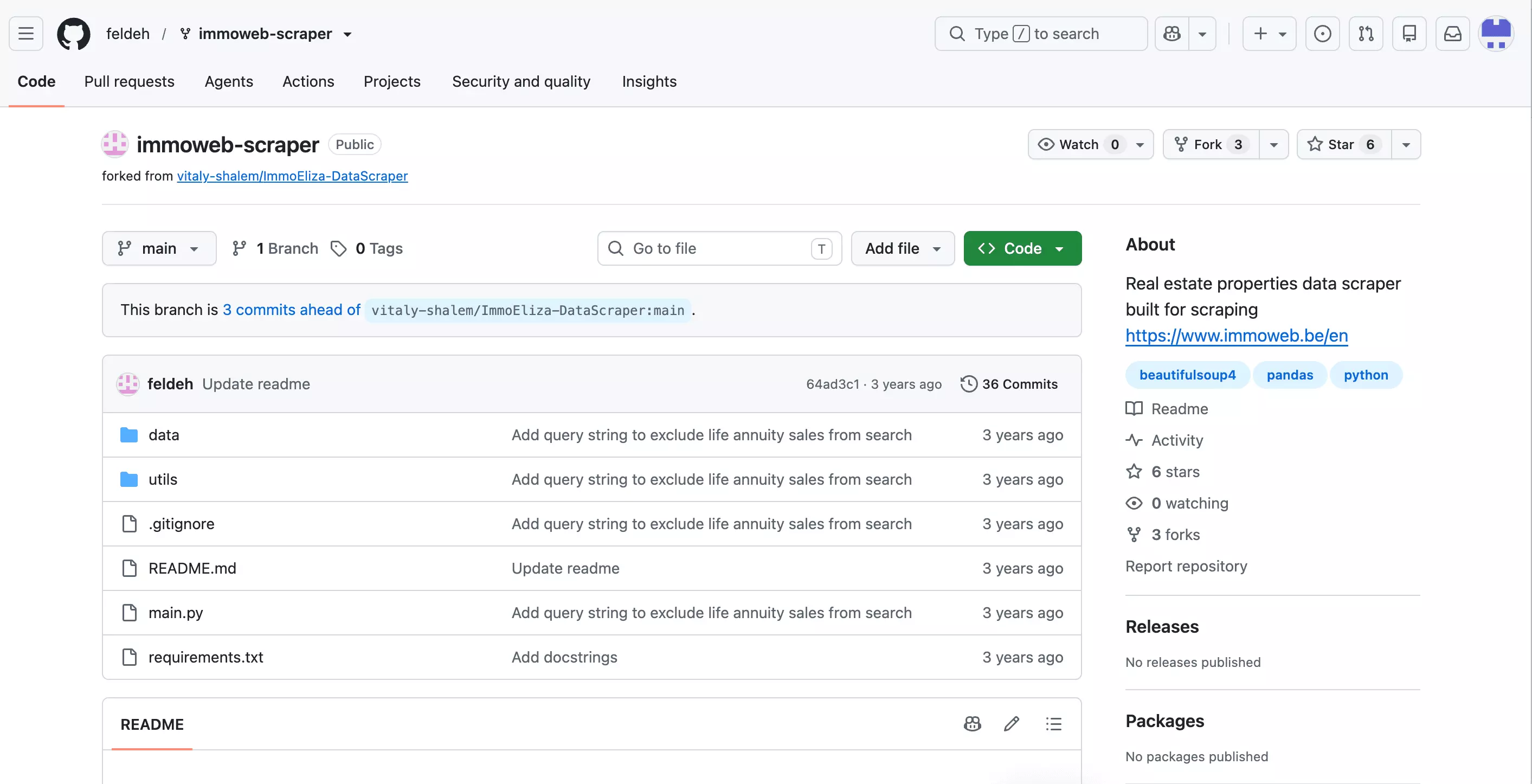 immoweb-scraper (feldeh) GitHub repo homepage