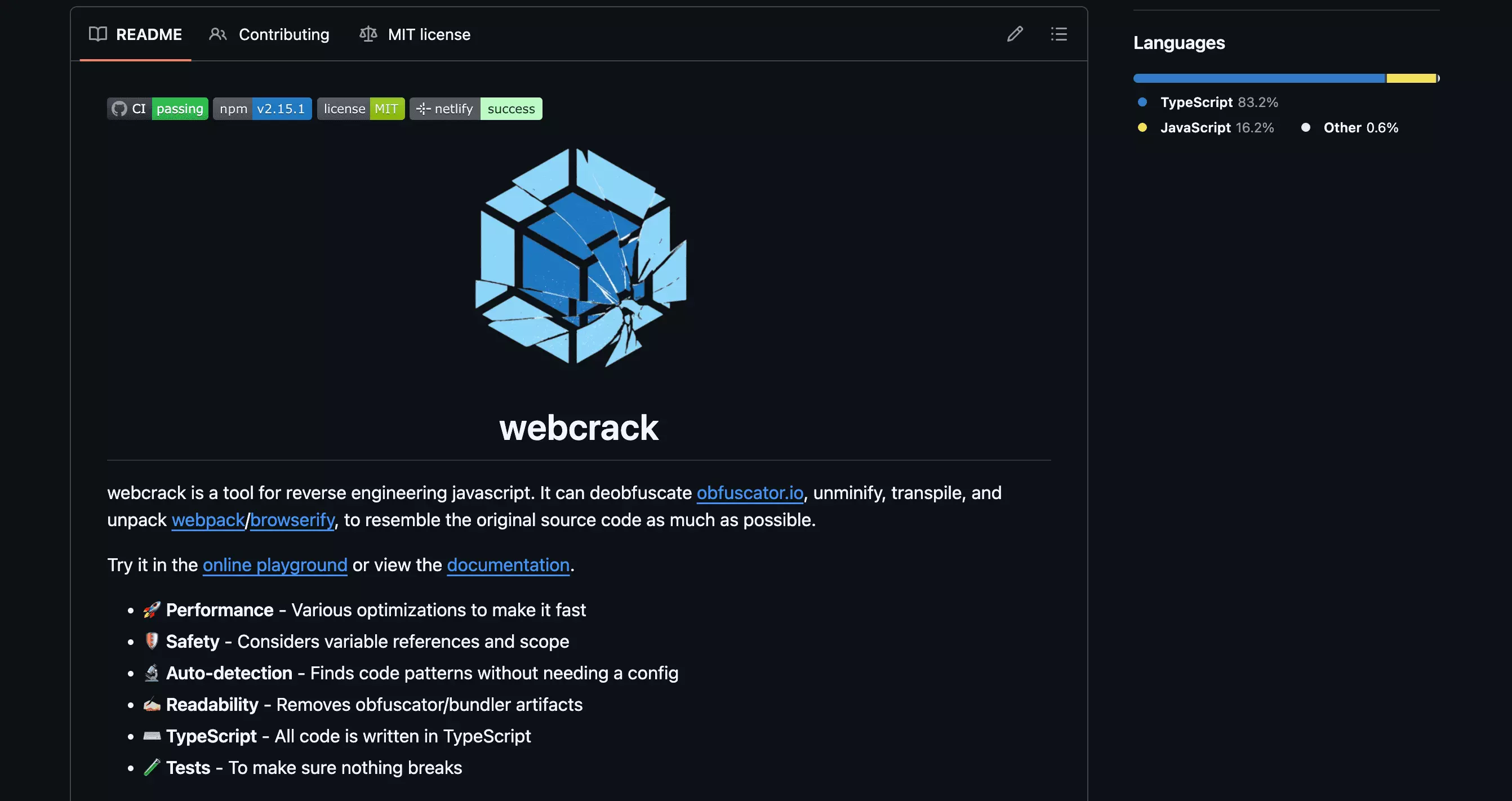 Webcrack github page