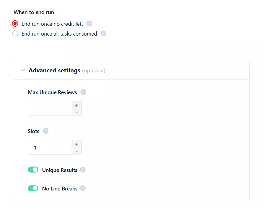 Advanced settings