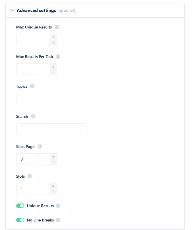 Advanced settings