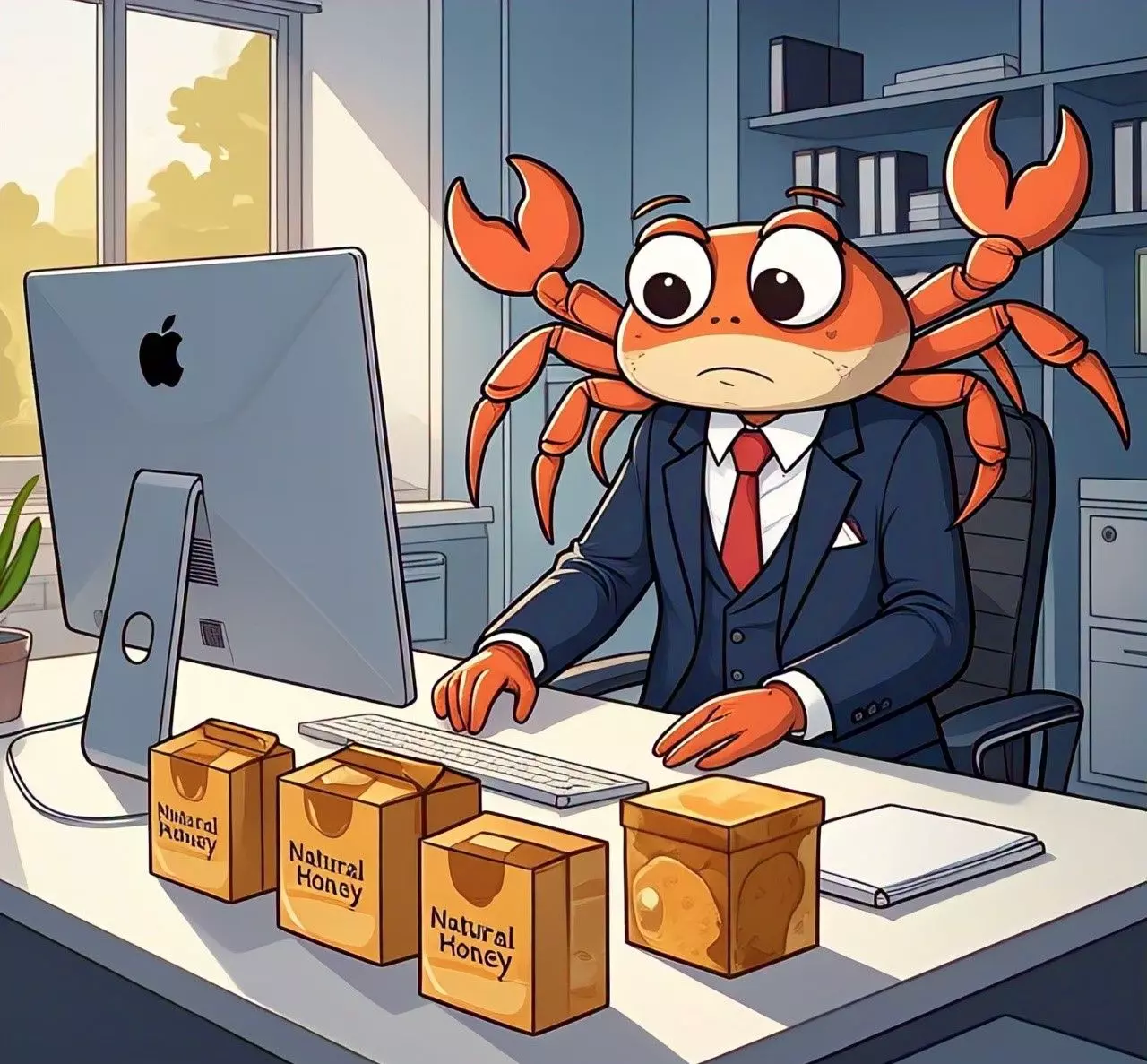 Crab selling honey