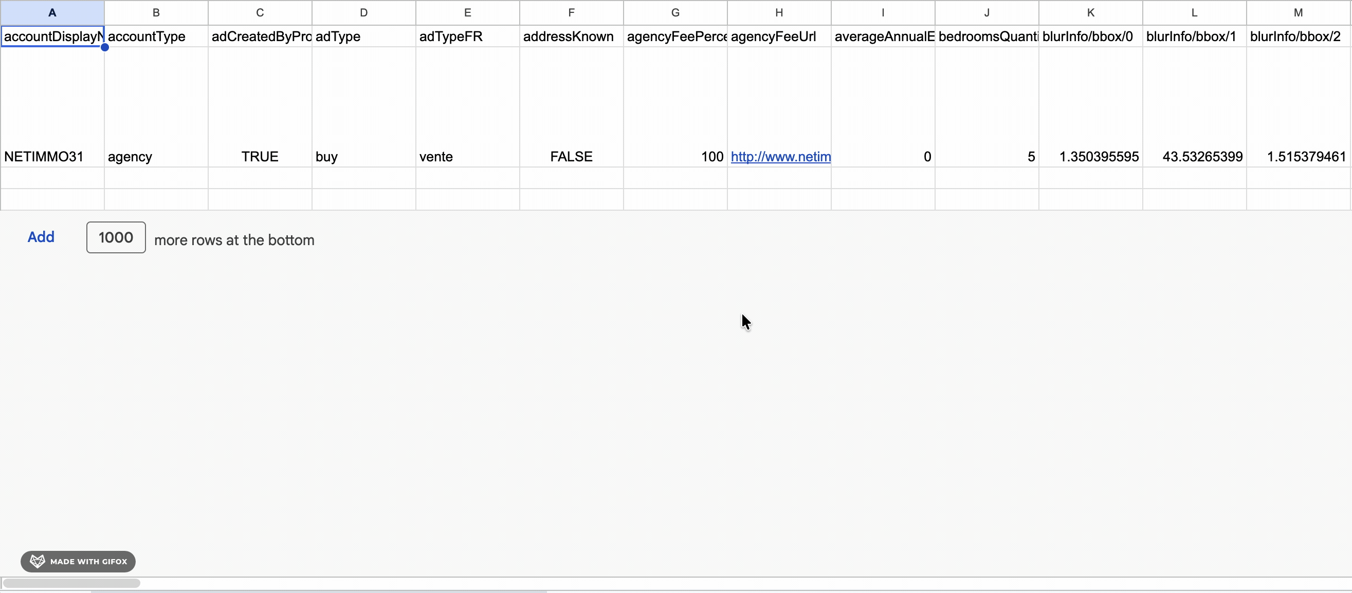 Apify Bien'Ici scraper returning only 1 result