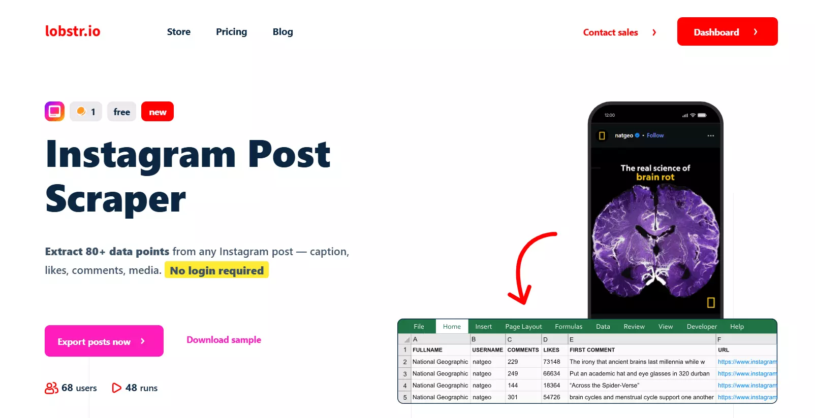 Best No-Code Instagram Post Scraper: lobstr.io