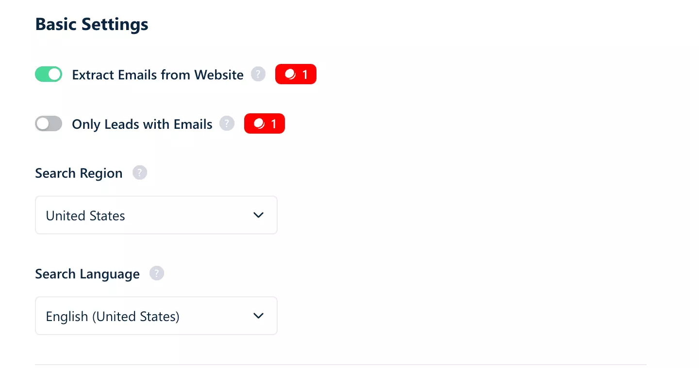 lobstr.io Squid settings with Extract Emails from Website switched on