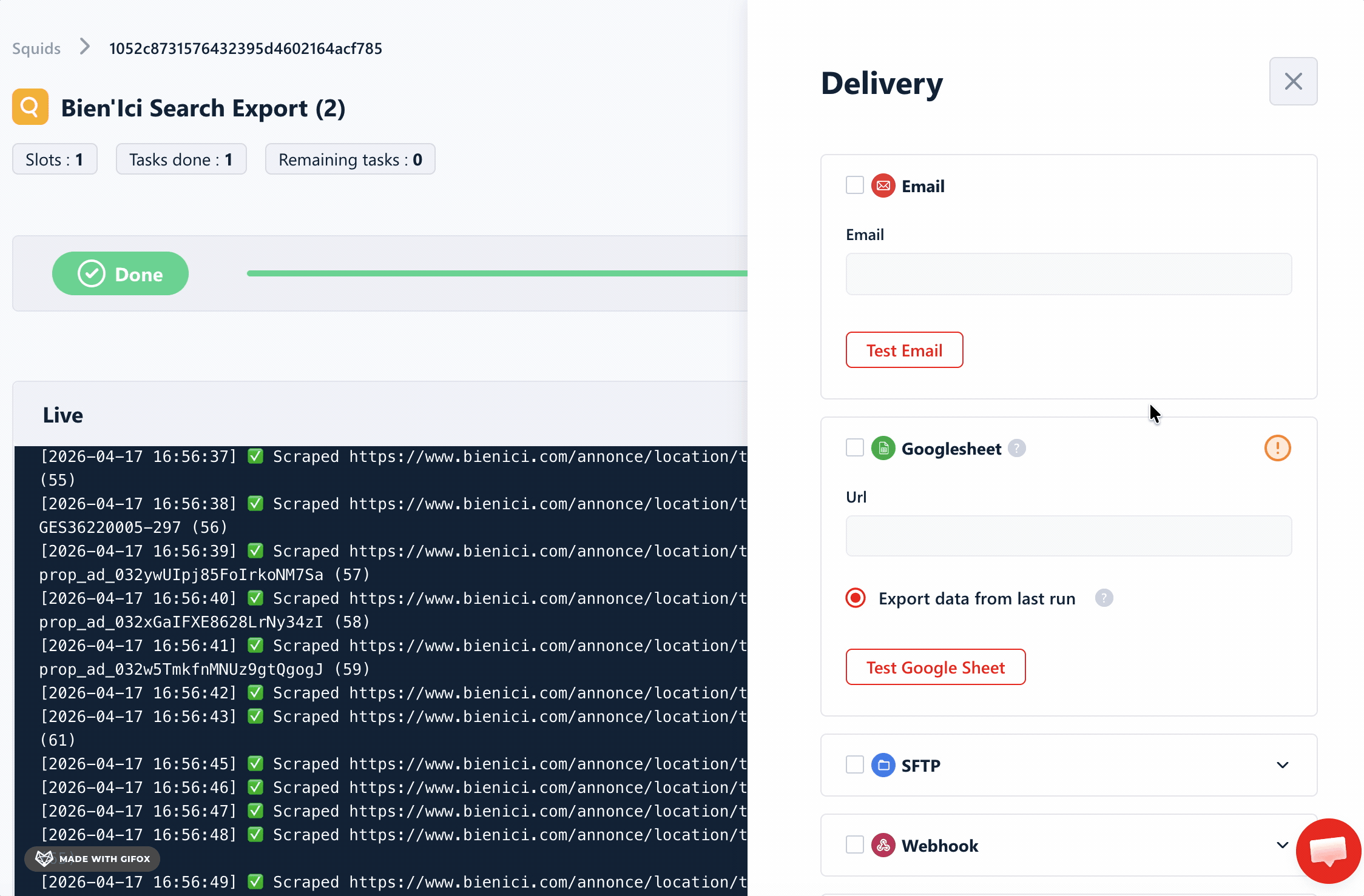 lobstr.io export and automated delivery options