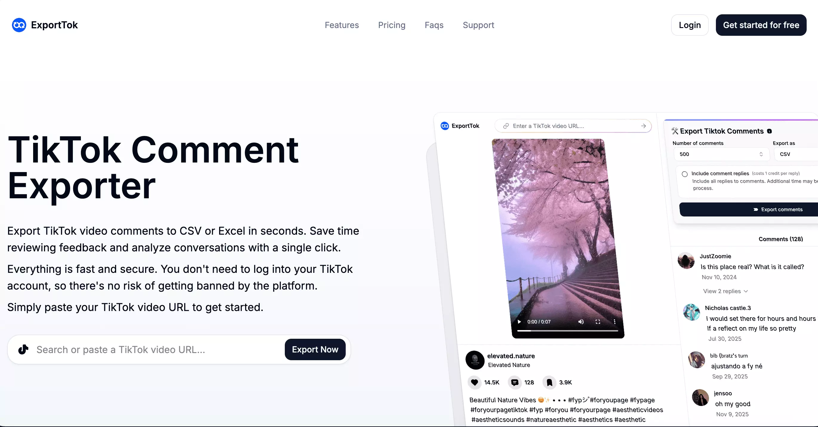ExportTok TikTok comment exporter overview