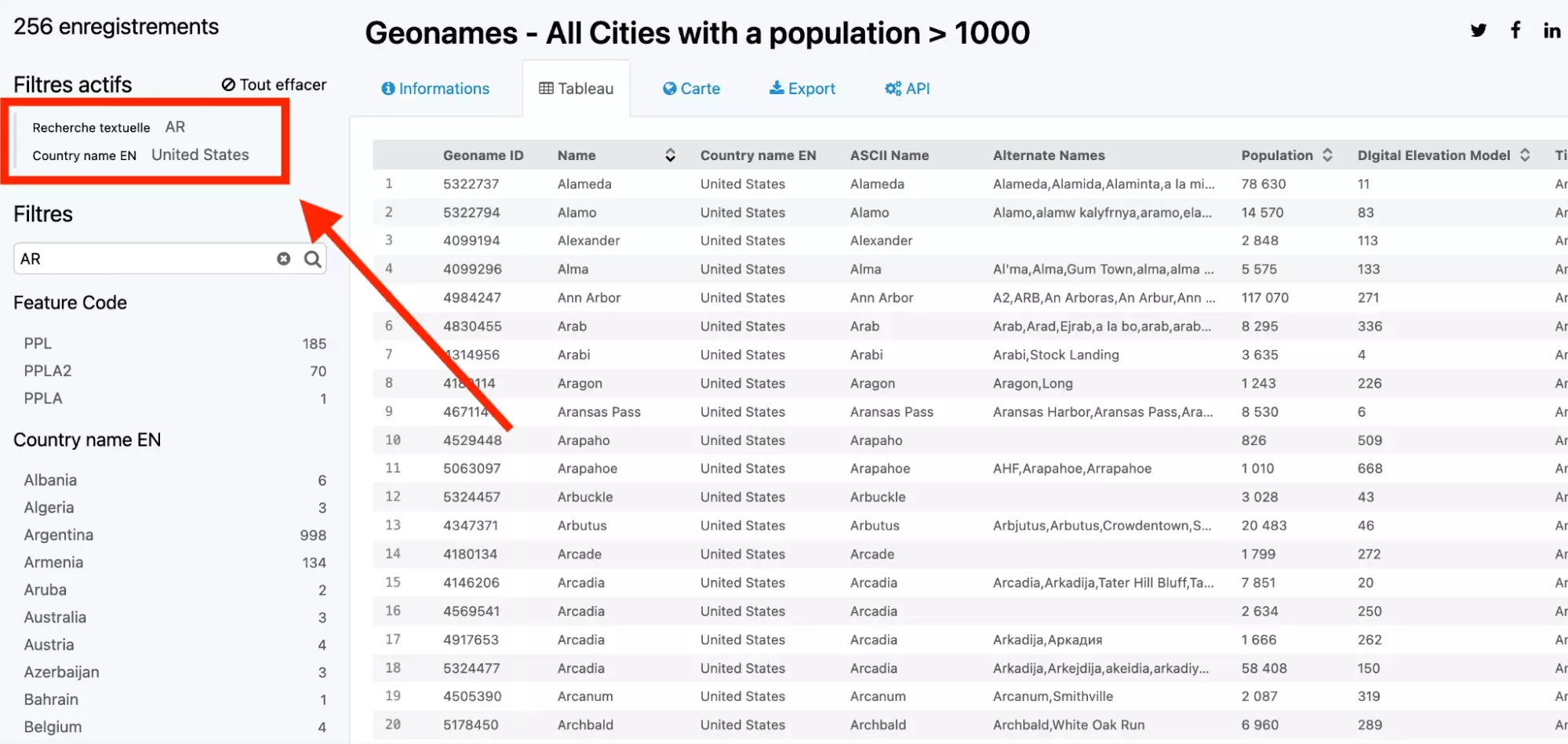 filter geonames city per country and arkansas.png