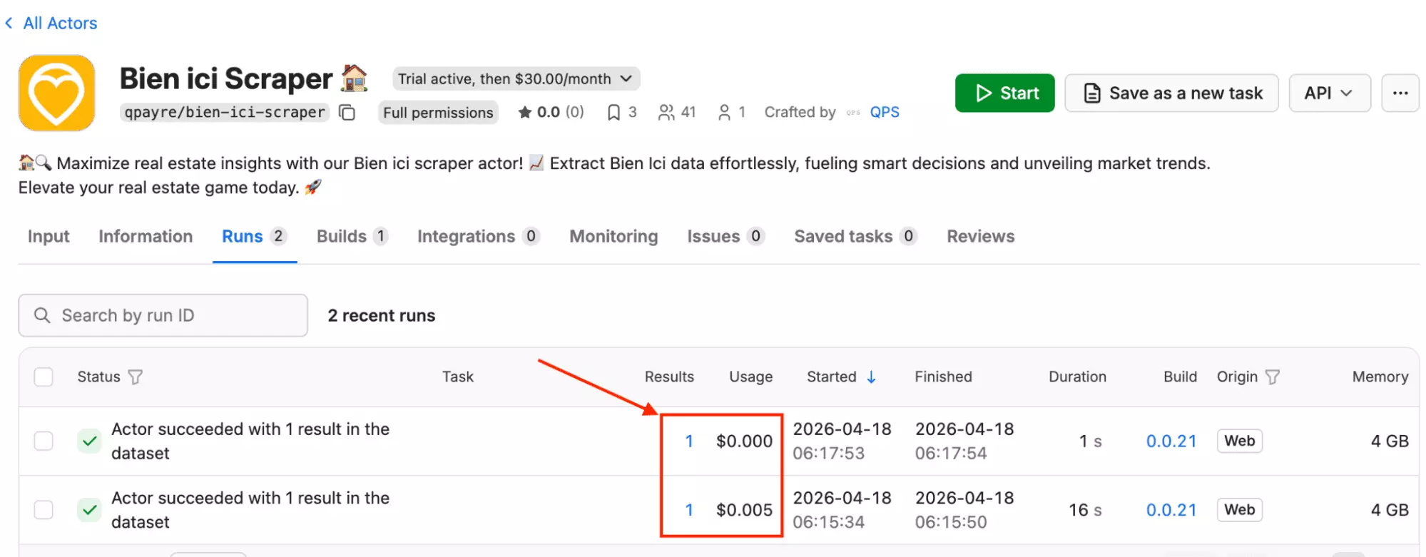 Apify compute unit costs breakdown