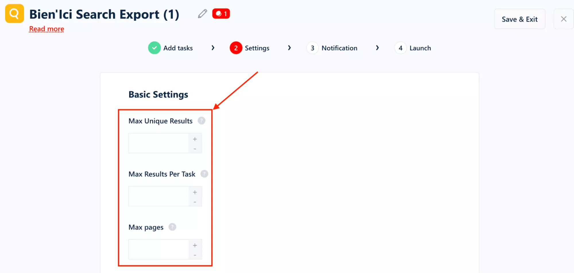 lobstr.io volume and results settings