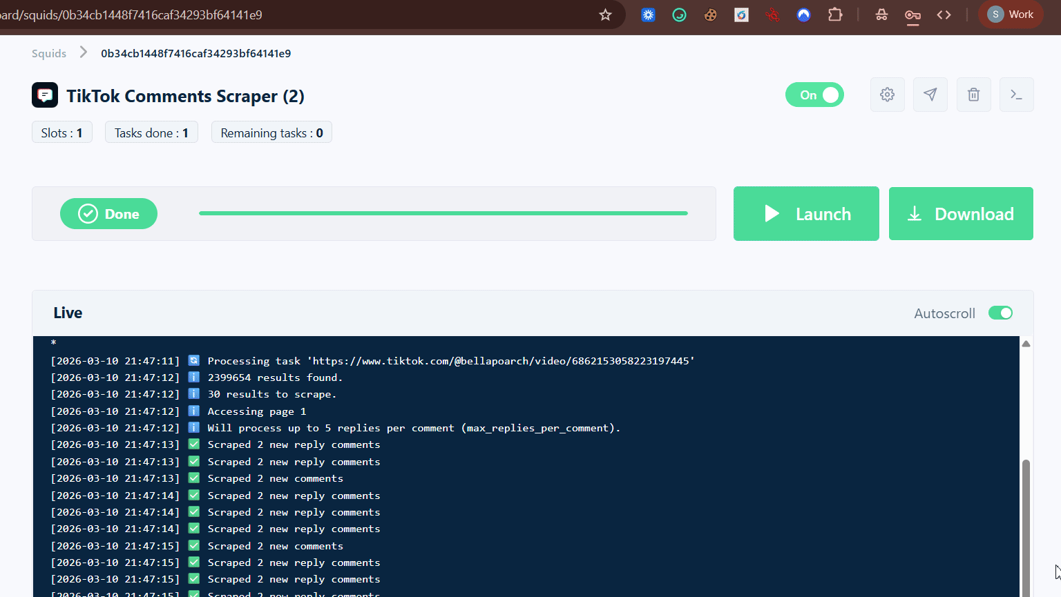 How to scrape TikTok comments using Lobstr.io [Step by Step Guide] - Step 5: Enjoy image17