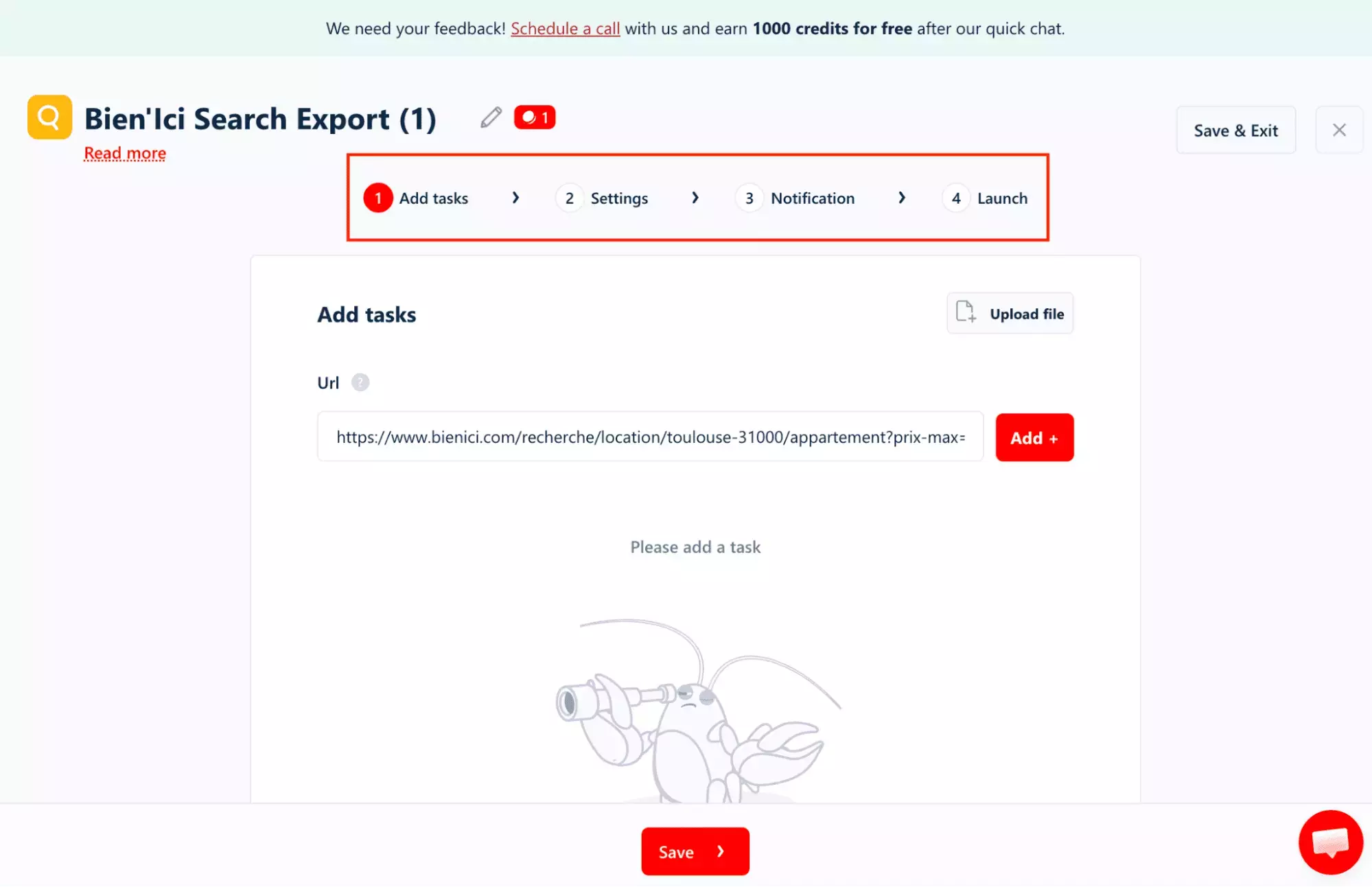 lobstr.io Bien'Ici scraper interface