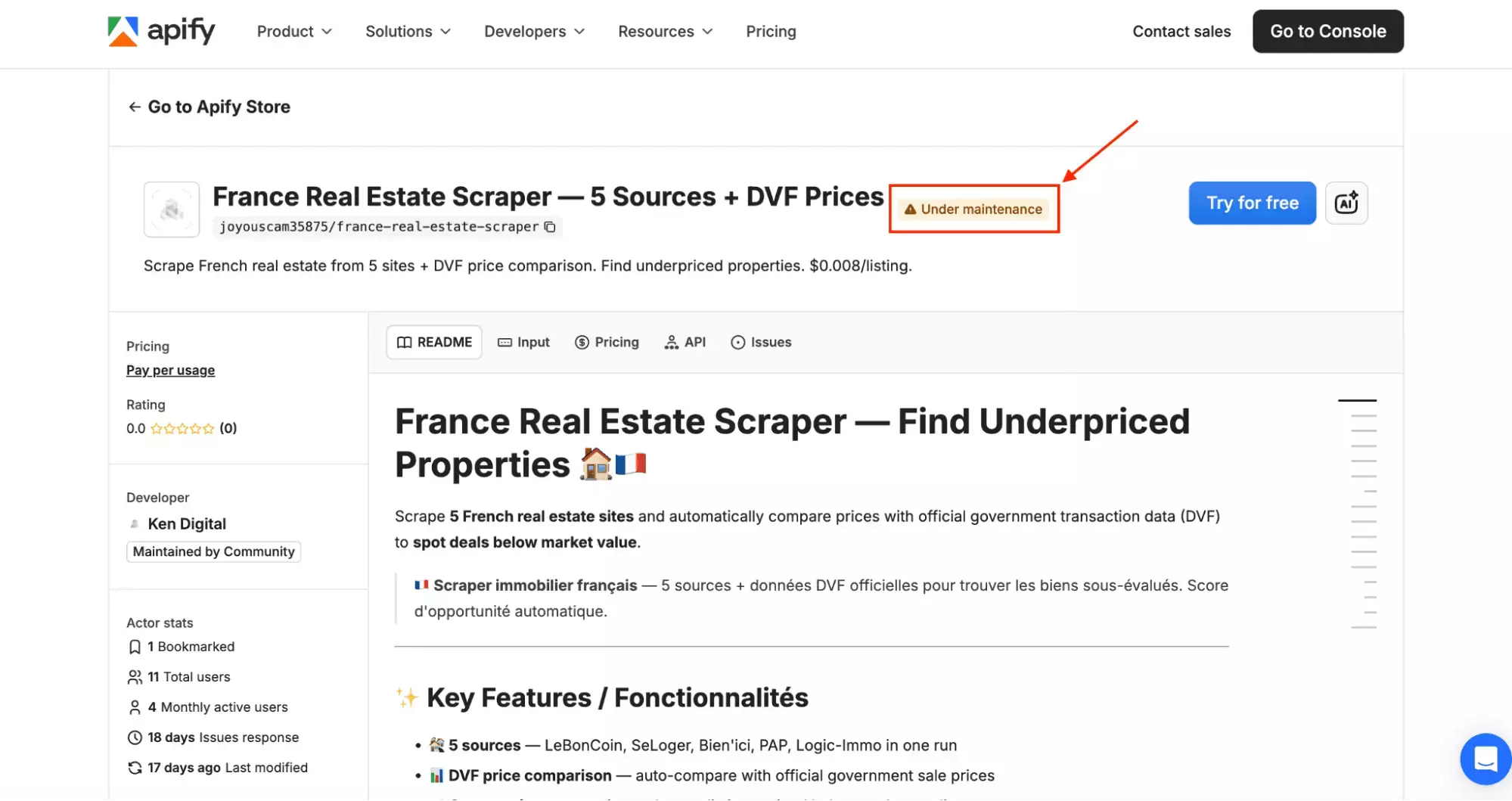 France Real Estate Scraper under maintenance during testing