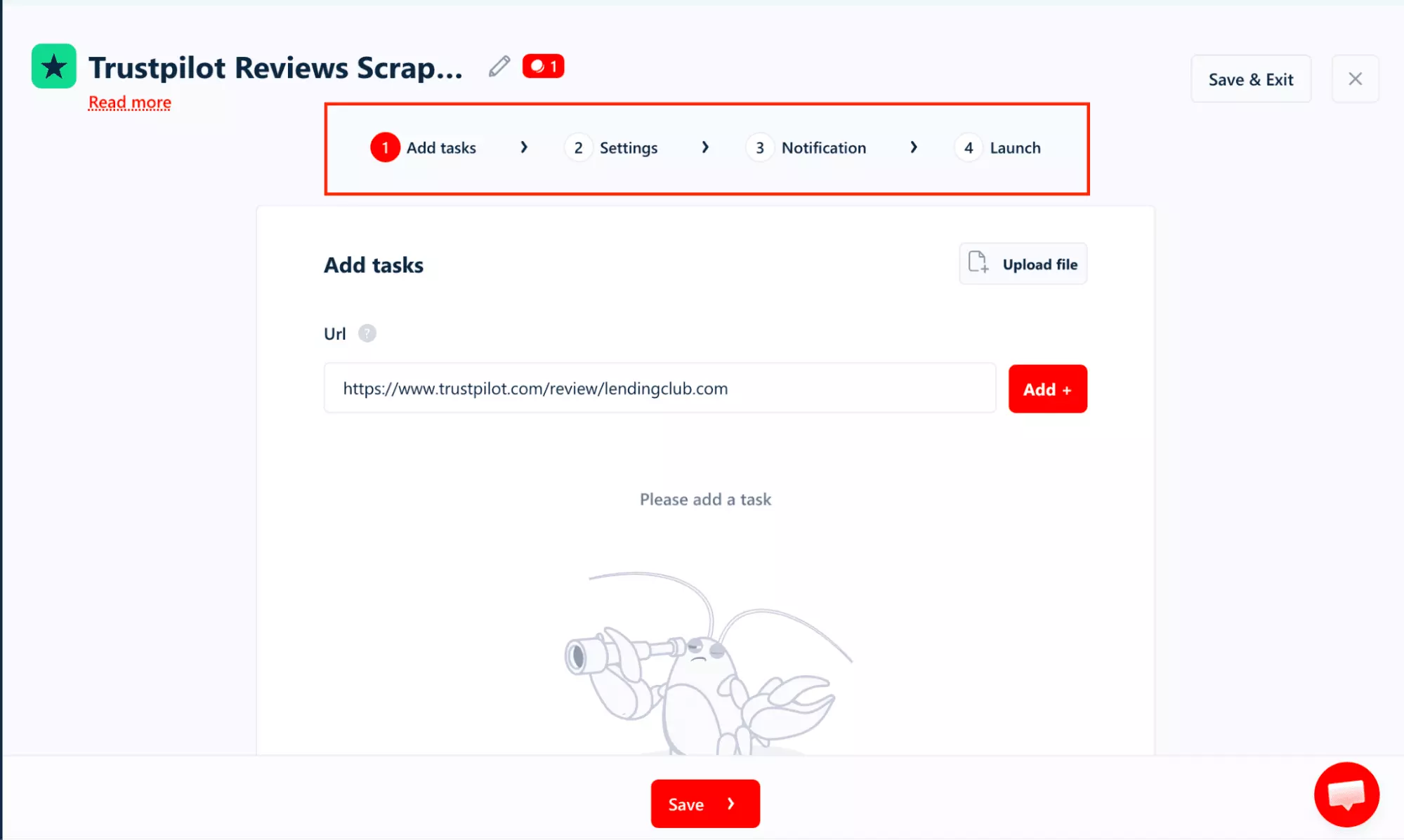 lobstr.io 4-step setup workflow