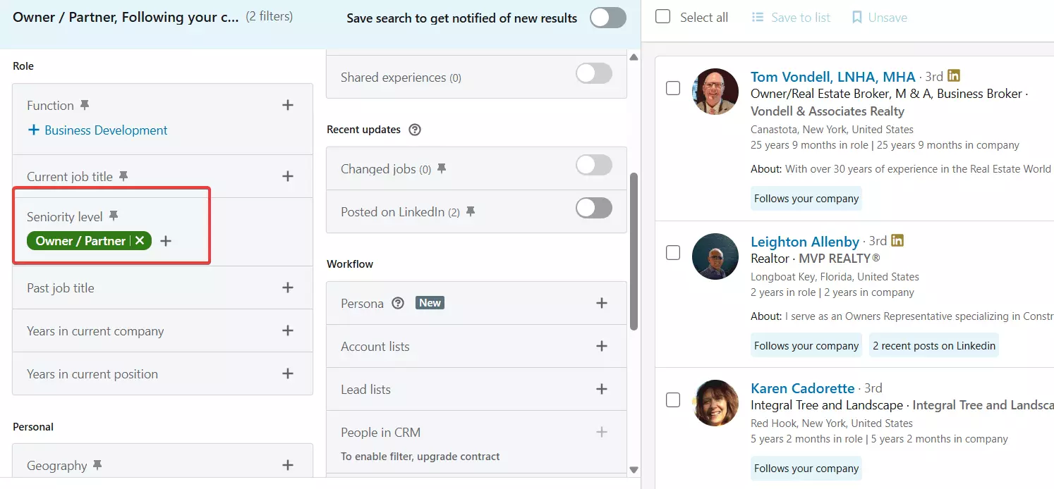 How to export followers from any LinkedIn company page - Step 2: Use advanced search filters to find followers image9