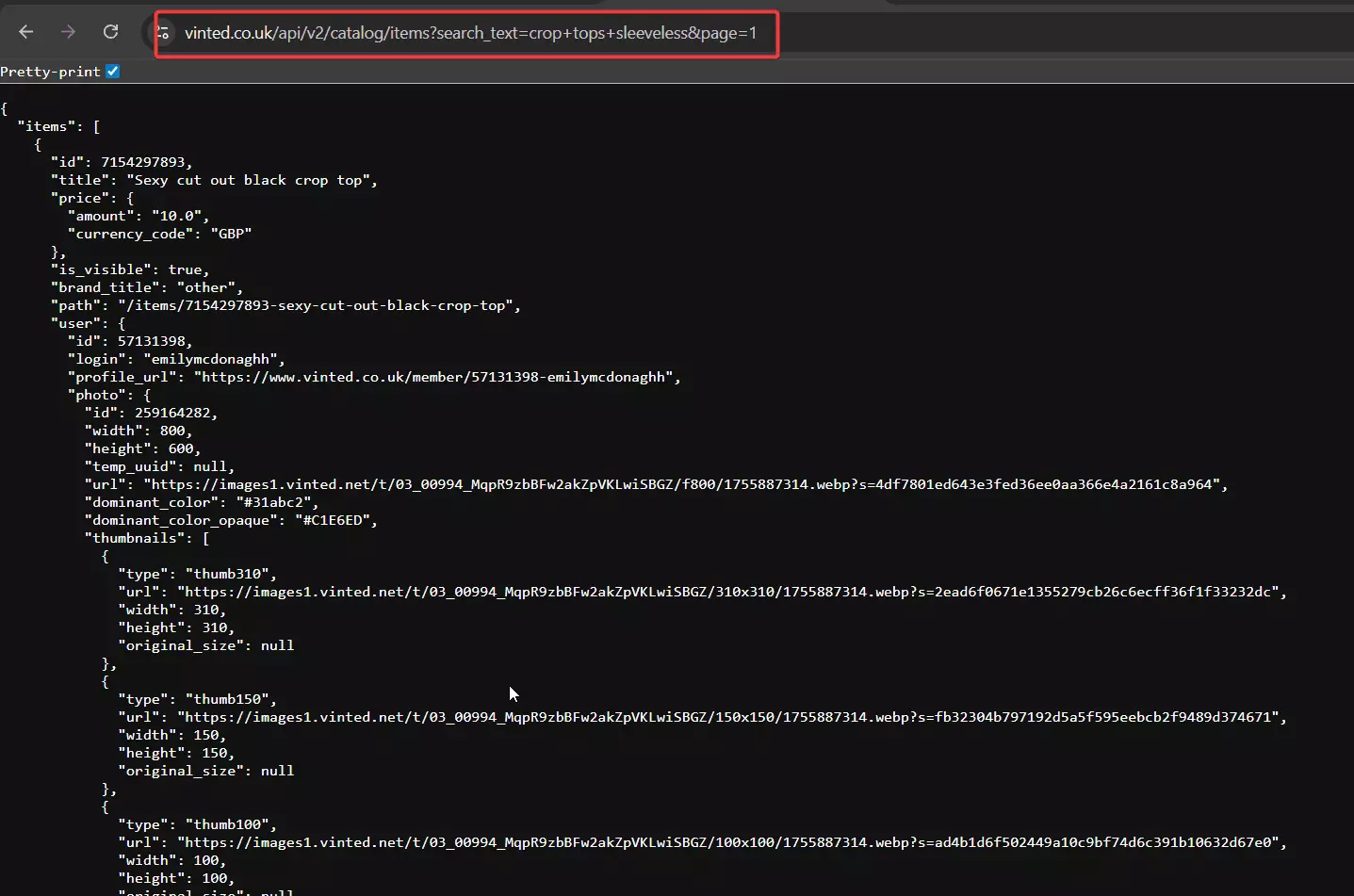 How to use Vinted’s internal API for data collection? image11