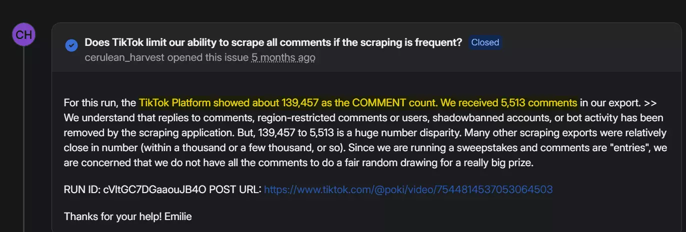 Scalability and reliability comparison across TikTok comment scraping tools