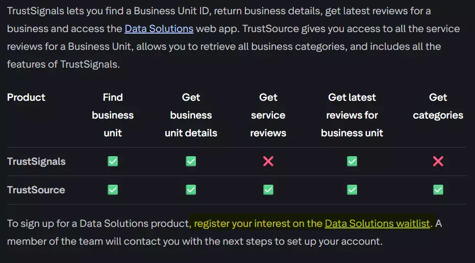 Does Trustpilot offer an official API? - What about Trustpilot Data Solutions? image4