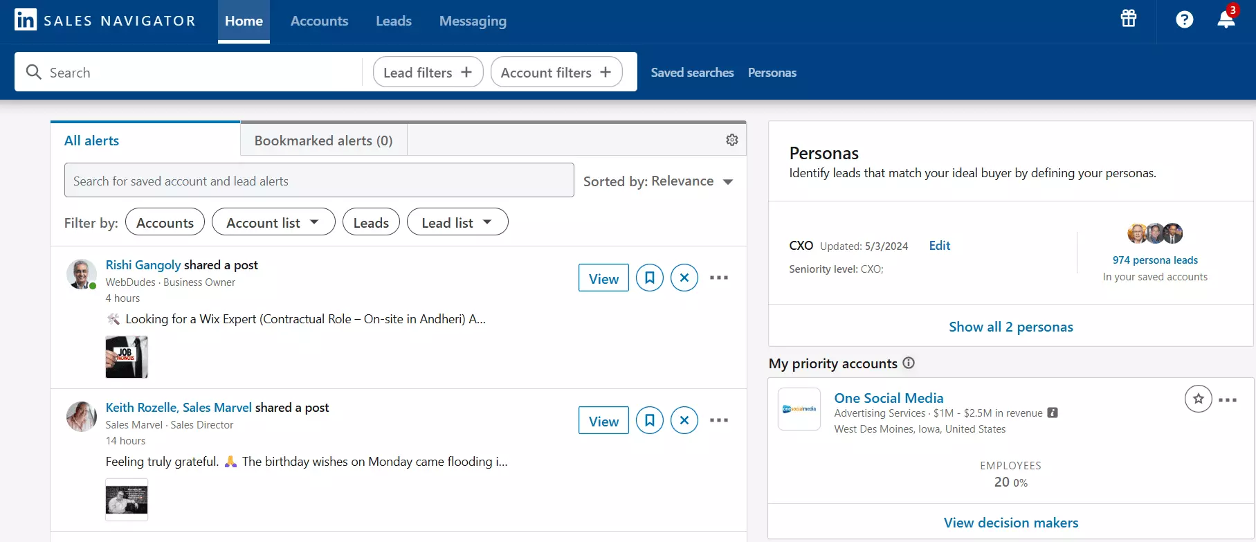 Export LinkedIn connections through Sales Navigator with verified emails