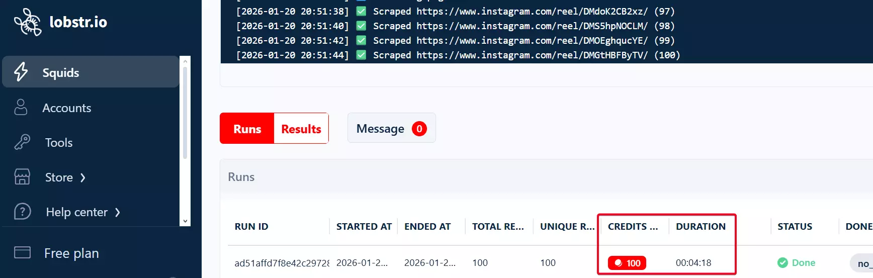 Lobstr.io scraping speed metrics