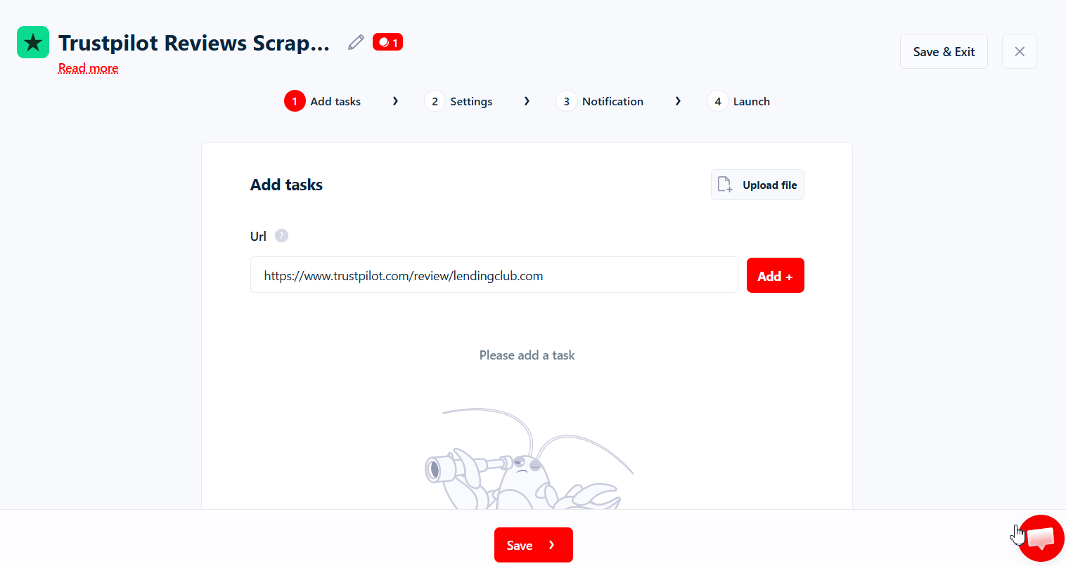How to scrape Trustpilot reviews using Lobstr.io [Step by Step Guide] - Step 2: Add tasks image12