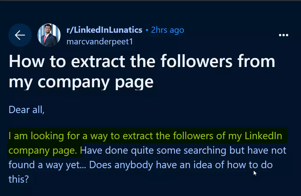 How to export followers from linkedin company page