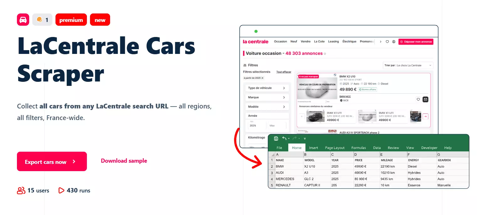 Update #2 – Two new scrapers released - LaCentrale Cars Scraper 🚗