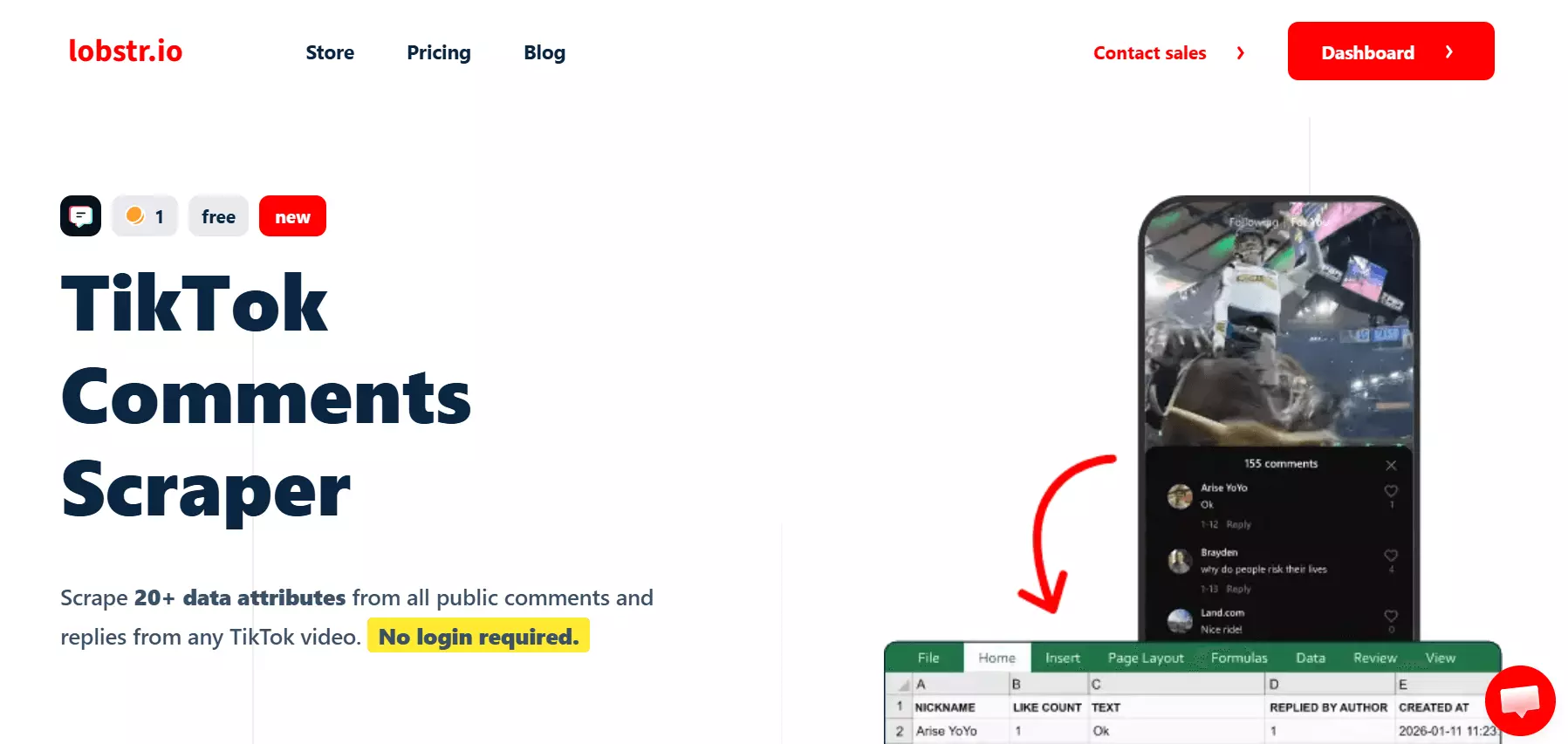 lobstr.io TikTok comments scraper overview