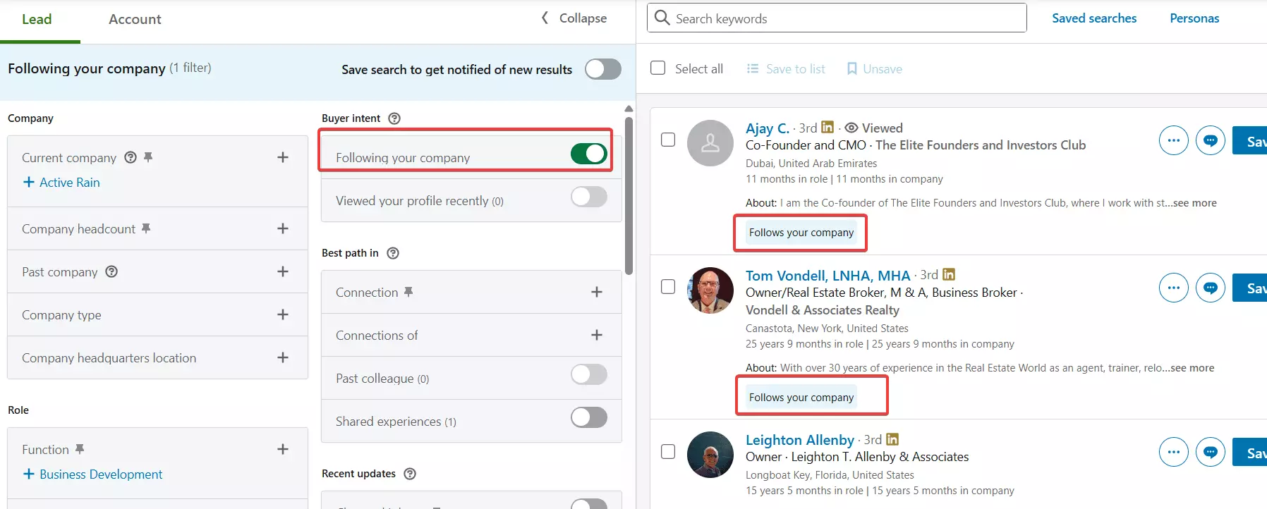How to export followers from any LinkedIn company page - Step 2: Use advanced search filters to find followers image8