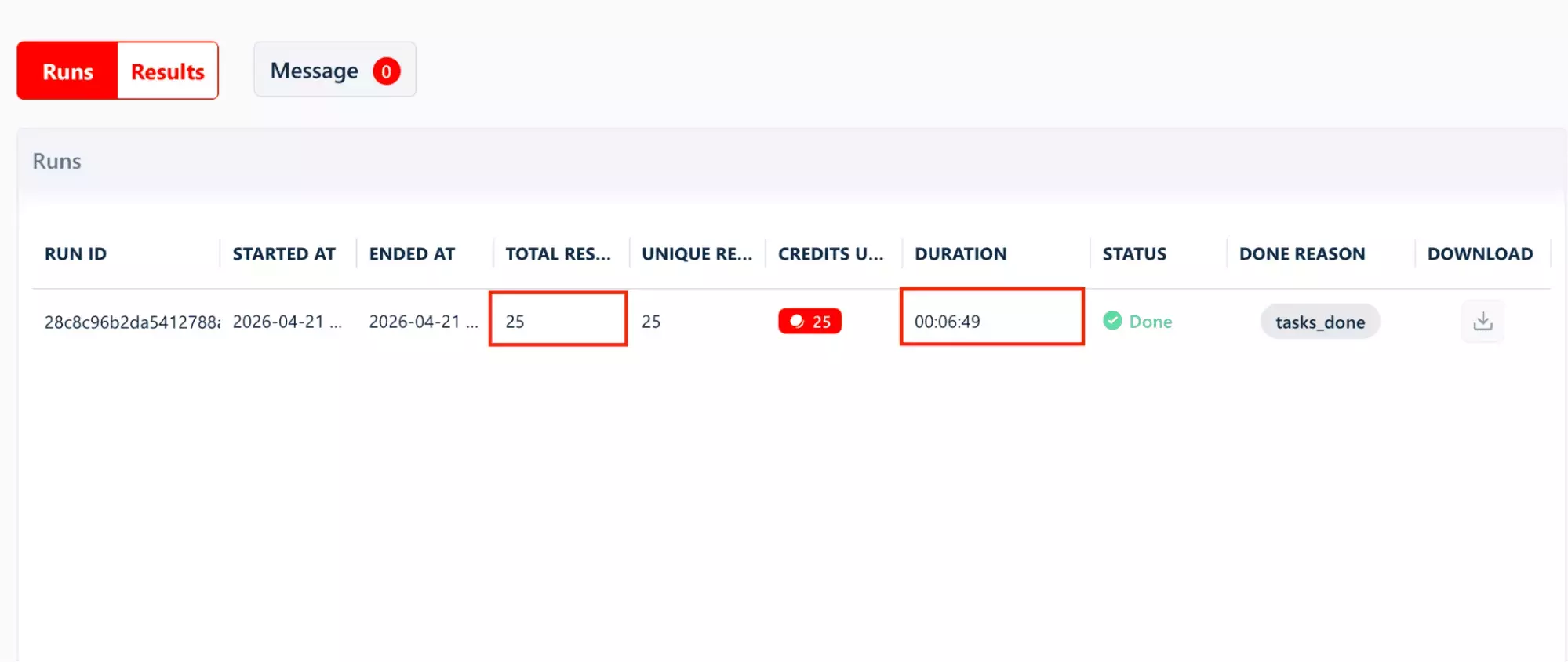 lobstr.io speed test — 25 results in 6 minutes 49 seconds