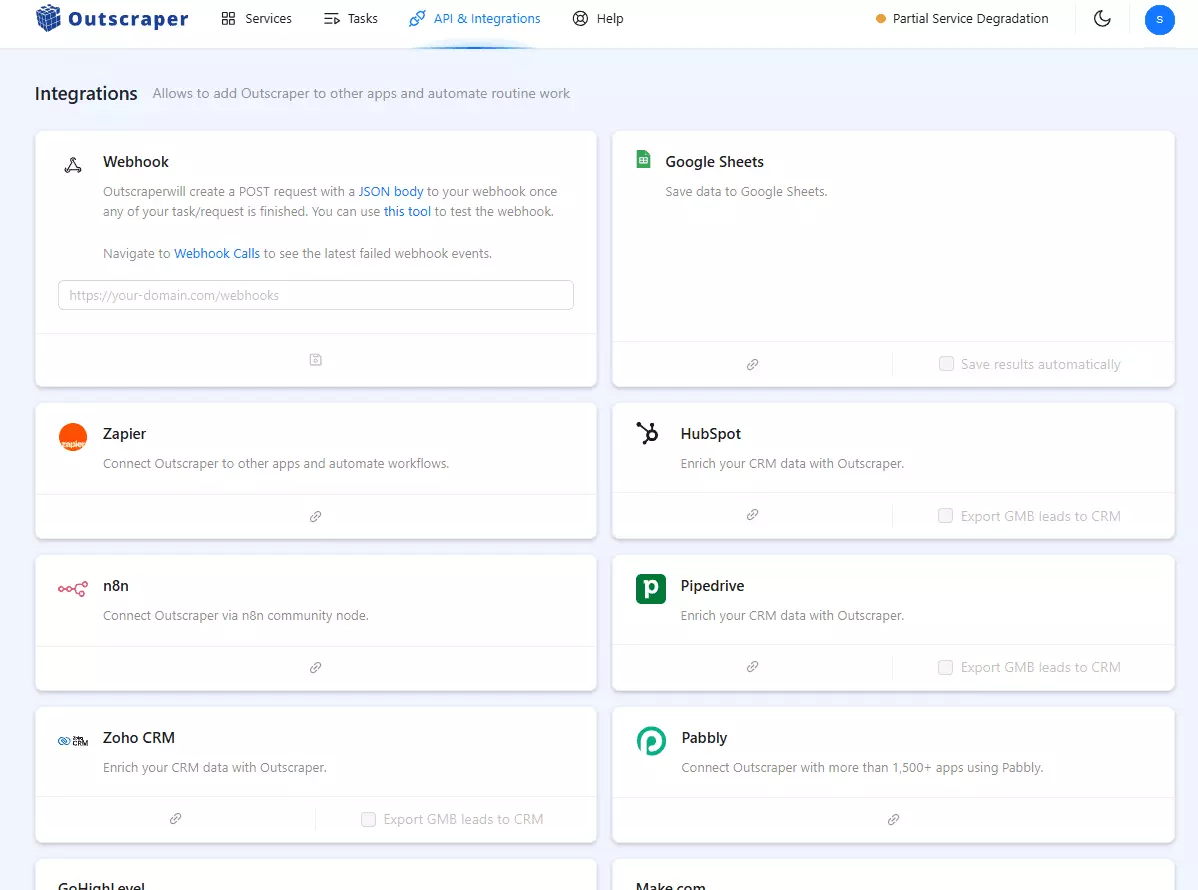 Why you'd need an Outscraper alternative - Integrations and data exports