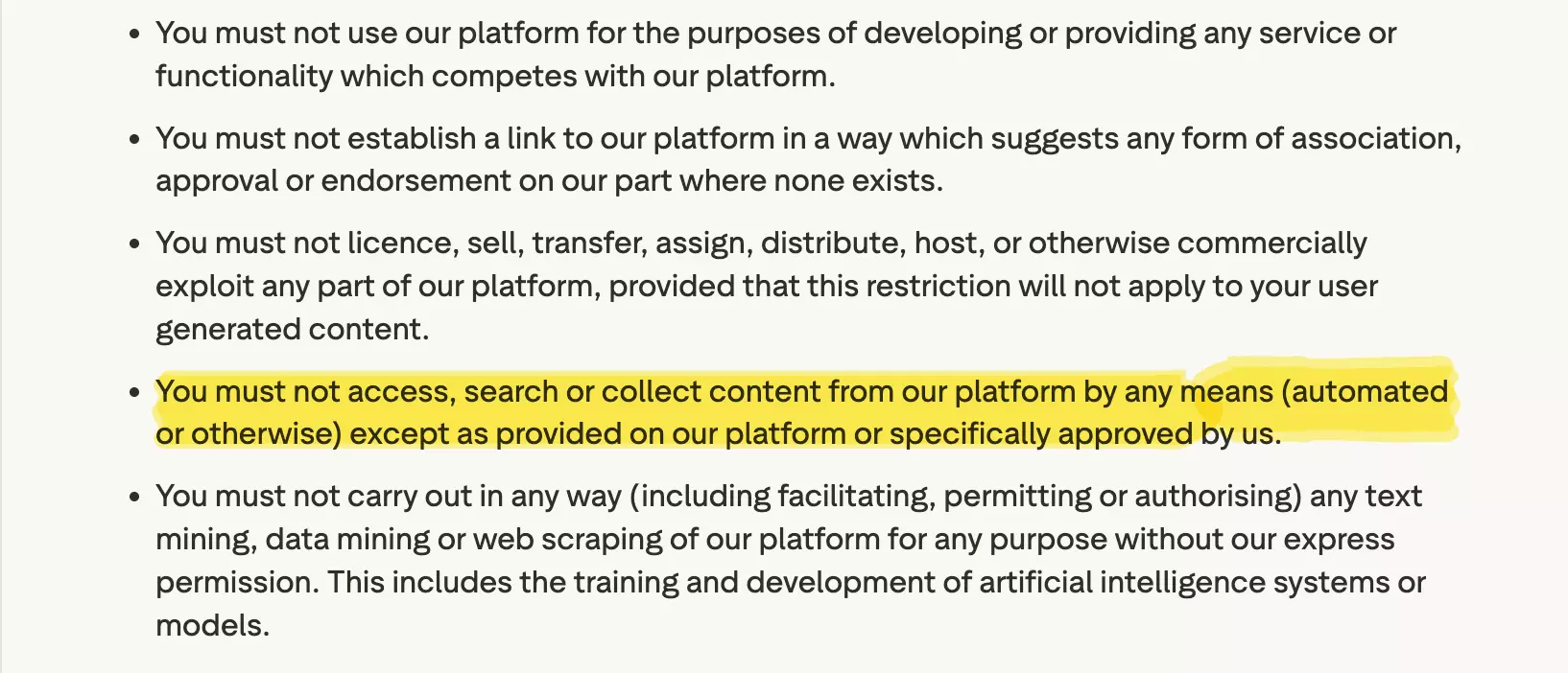 Trustpilot Terms of Use screenshot