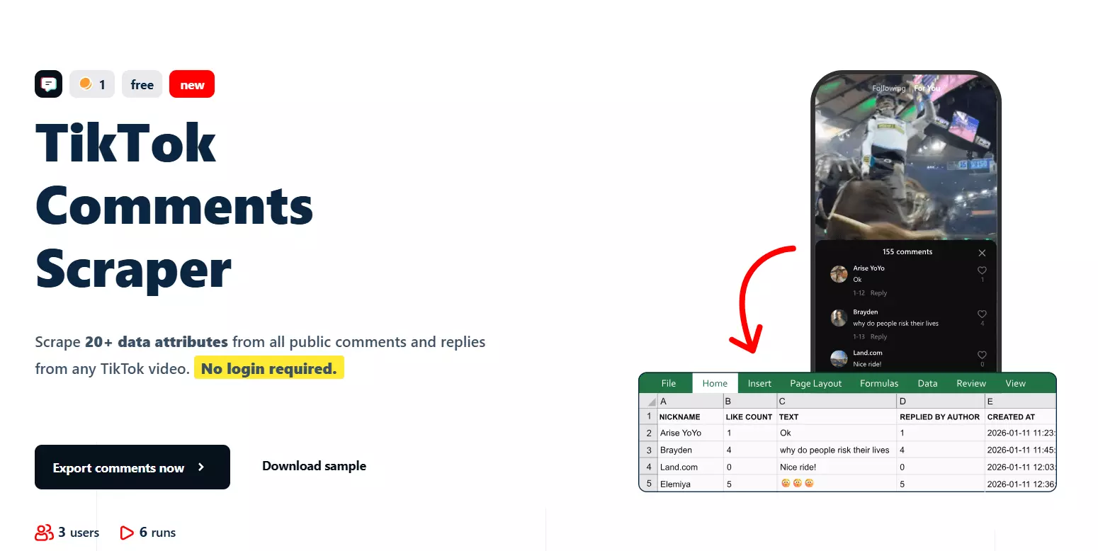 __Update #2 – 5 new scrapers launched 🚀__ - __TikTok Comments Scraper 💬__