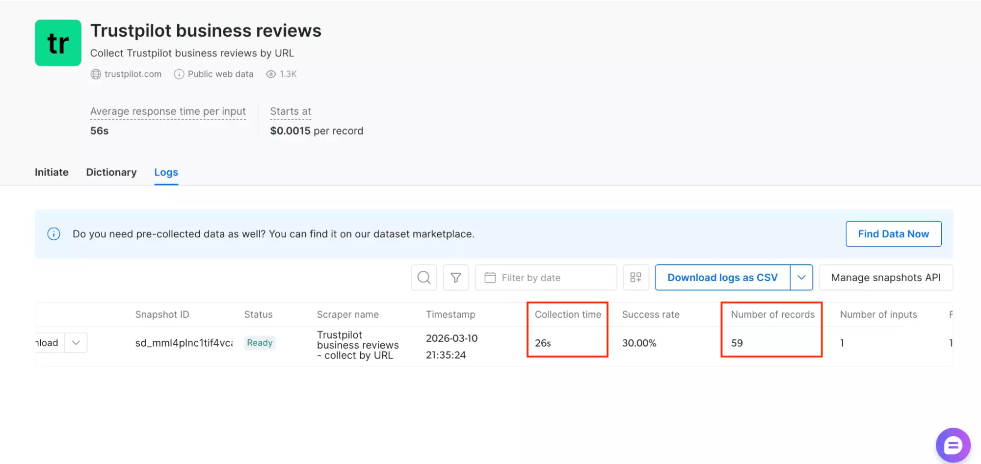 Brightdata speed test result