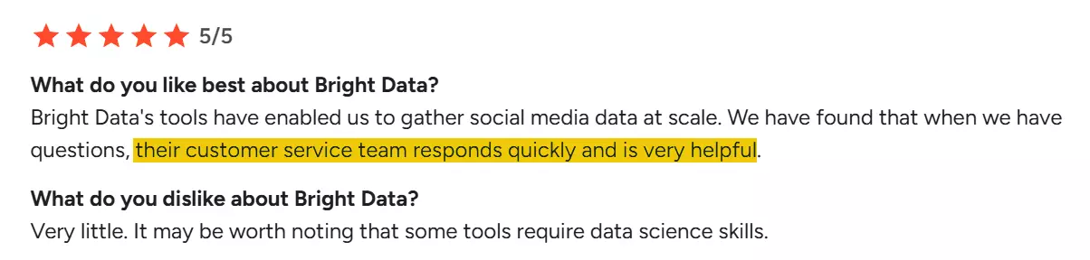 Bright Data customer support reviews