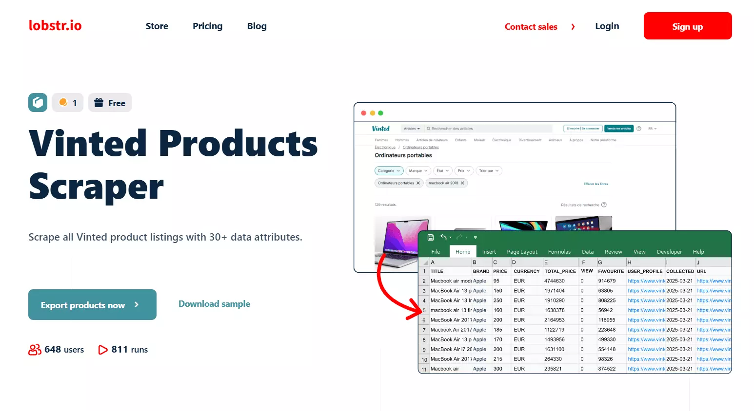 Lobstr.io Vinted Product Scraper API