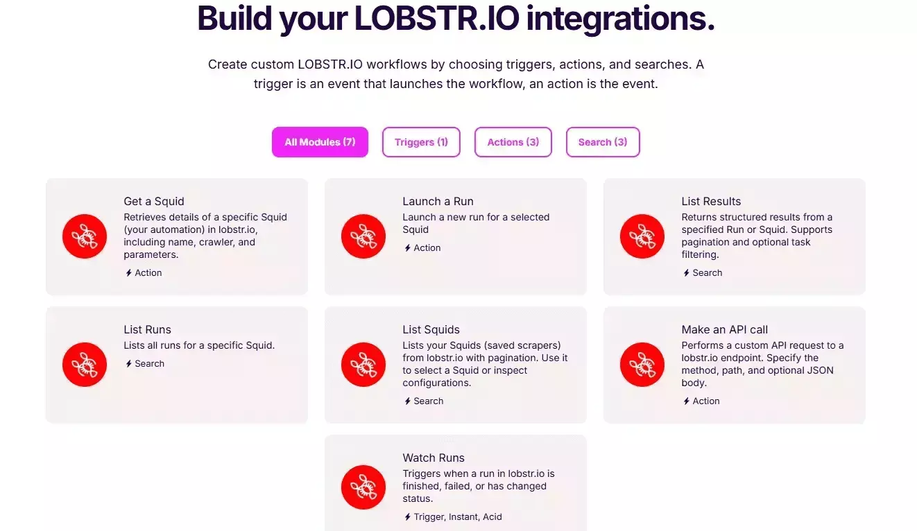 lobstr.io Make.com integration