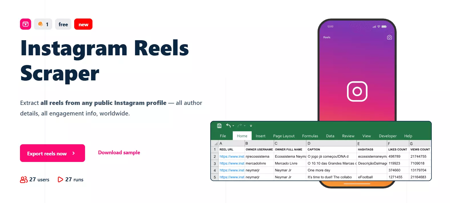 Update #1 – Two new scrapers released - Instagram Reels Scraper 🎥