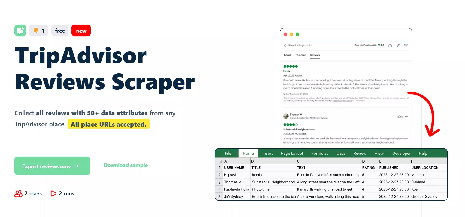 __Update #2 – 5 new scrapers launched 🚀__ - __TripAdvisor Reviews Scraper ⭐__