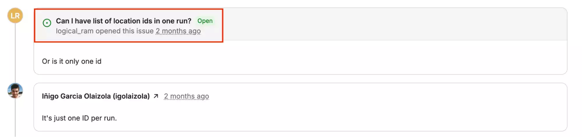 Apify user feedback noting one location ID per run limitation