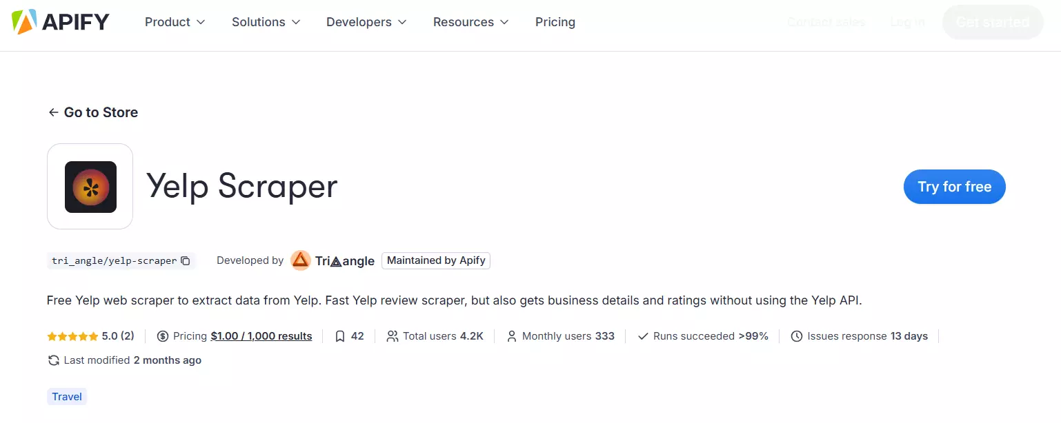Apify Yelp Scraper