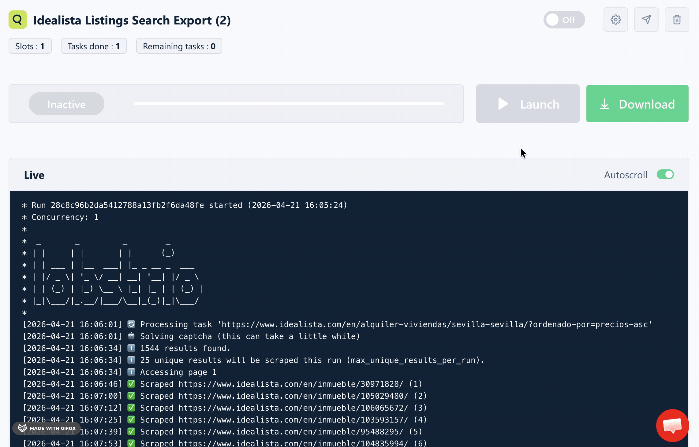GIF showing lobstr.io automated delivery options — Google Sheets, Amazon S3, SFTP, and email