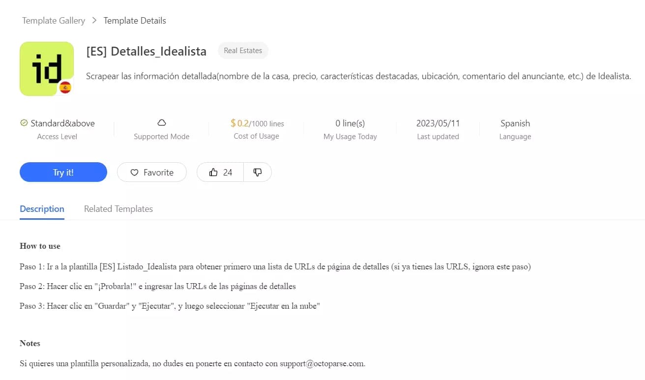 OctoParse Idealista Template